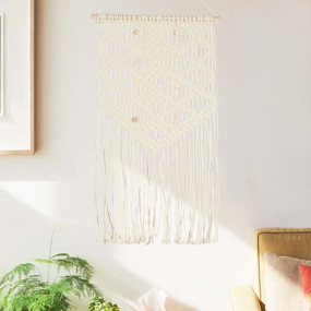 Macrame Wall Hanger White Cotton Medium Decorative Inla...
