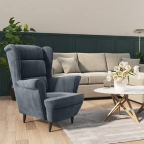 Armchair Dark Grey Velvet (100% polyester), plywood Med...
