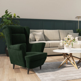 Armchair Dark green Velvet, Plywood Standard Armchair O...