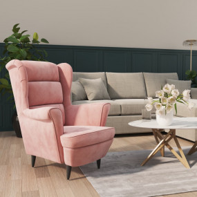 Armchair Pink Velvet (100% polyester), plywood Medium A...