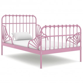 Extendable Bed Frame Pink Powder-coated metal Twin Exte...