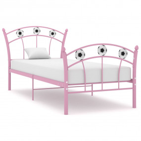 Bed Frame Pink Powder-coated metal Twin Durable Bed Fra...
