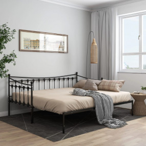 Sofa Bed Frame Black Powder-coated metal 35.4x78.7 in
