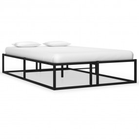Bed Frame Black Metal 47.2 x 78.7 in Bed Frame Rectangu...