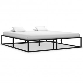 Bed Frame Black Powder-Coated Metal Double Sturdy Bed F...