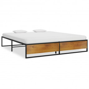 Bed Frame Durable Black Metal Bed Frame Rectangular Mod...
