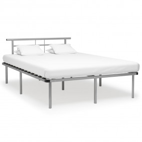 Bed Frame Gray Powder-coated metal, plywood Double Dura...