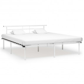 Bed Frame White Powder-coated metal, plywood Super King...