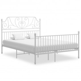 Bed Frame White Powder-coated metal Full Durable Bed Fr...