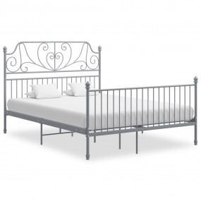 Bed Frame Gray Powder-coated metal Double Durable Bed F...
