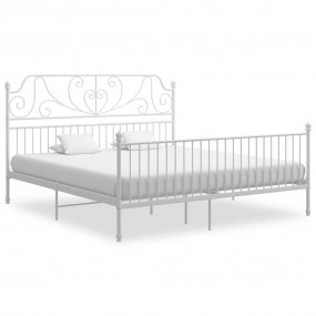 Bed Frame White Powder-coated metal Super King Bed Fram...