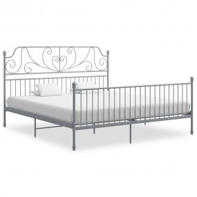 Bed Frame Grey Powder-coated metal Super King Durable B...