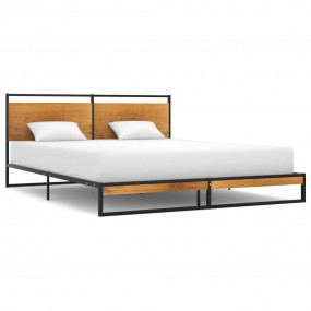 Bed Frame Black Powder-coated metal, melamine coated MD...