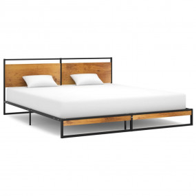Bed Frame Black Powder-coated metal, Melamine coated MD...