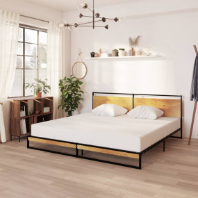 Bed Frame Black Powder-coated metal, melamine coated MD...
