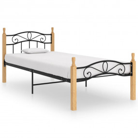Bed Frame Black and natural Powder-coated metal, solid ...