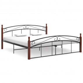 Bed Frame Black and Natural Powder-coated metal and sol...