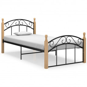 Bed Frame Black and Natural Powder-coated Metal, Solid ...
