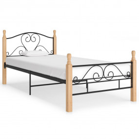 Bed Frame Black and natural Powder-coated metal, solid ...