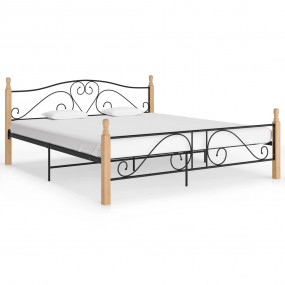 Bed Frame Black and natural oak