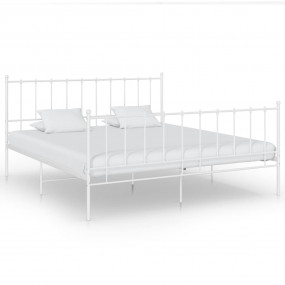 Bed Frame White Powder-coated metal Full Durable Bed Fr...