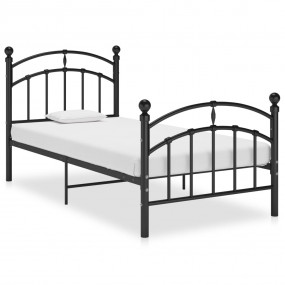 Bed Frame Black Powder-coated metal 39.4 x 78.7 in Toug...