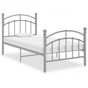 Bed Frame Grey Powder-coated Metal Twin Durable Bed Fra...