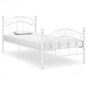 Bed Frame White Powder-coated metal Twin Durable Bed Fr...