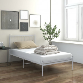 Bed Frame White Powder-coated metal Single Durable Bed ...