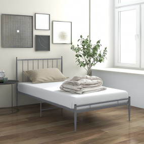 Bed Frame Grey Powder-coated metal Twin Tough Bed Frame