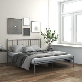 Bed Frame Gray Powder-coated metal Double Durable Bed F...