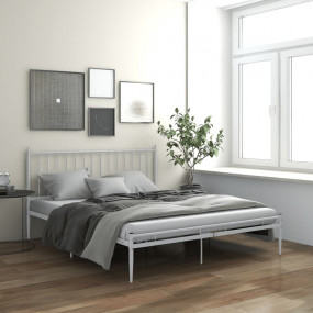 Bed Frame White Powder-coated metal Double Durable Bed ...