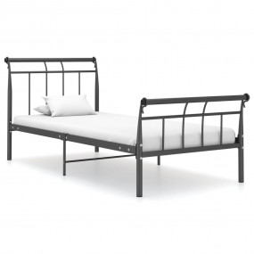 Bed Frame Black Powder-coated steel Twin Strong Rectang...