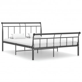Bed Frame Black Powder-coated metal, plywood slats Full...