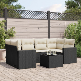 Garden Sofa Set Black PE Rattan Large Garden Sofa Set