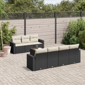 Garden Sofa Set Set of 8 Black Poly Rattan Large Modula...