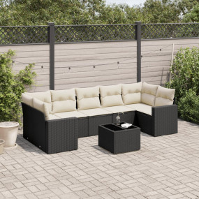 Garden Sofa Set Set of 8 Black, Cream White
