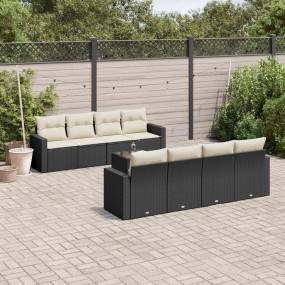 Garden Sofa Set Set of 9 Black, Cream White