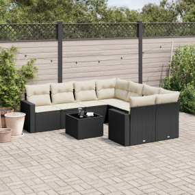 Garden Sofa Set Black PE Rattan Large Modular Garden So...