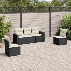 Garden Sofa Set Black PE rattan Large Adjustable Feet