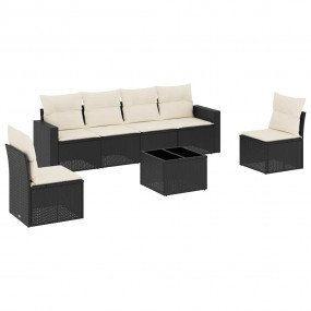 Garden Sofa Set Black PE Rattan Standard Modular