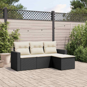 Garden Sofa Set Black, Cream White
