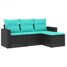 Garden Sofa Set Black sofa with Blue cushions