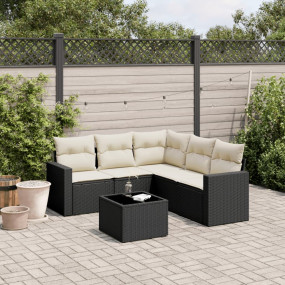 Garden Sofa Set Black PE Rattan Large Removable Covers