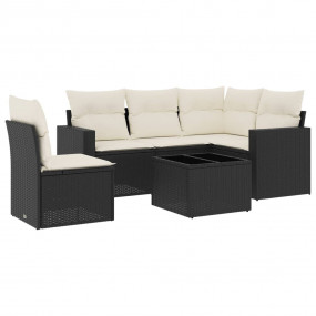 Garden Sofa Set Black with Cream White Cushions