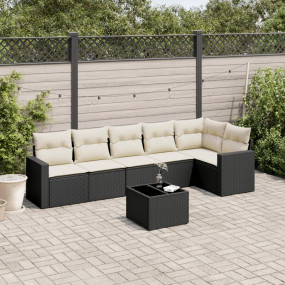 Garden Sofa Set Black and Cream White