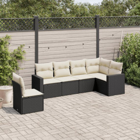 Garden Sofa Set Black Sofa with Cream White Cushions