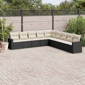 Garden Sofa Set Black and Cream White