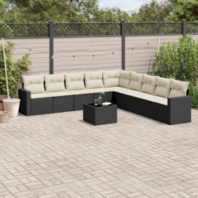 Garden Sofa Set Black and Cream White