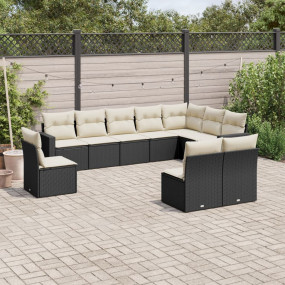 Garden Sofa Set Black PE Rattan Large Modular Garden So...